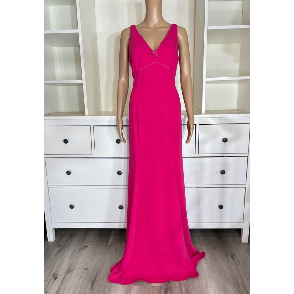 Marchesa Notte Gown Women Size 10 Fuchsia V-Neck Sleeveless Formal Dress